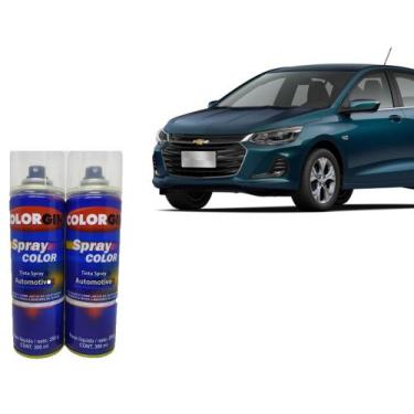 Imagem de Tinta Spray Automotiva Azul Seeker GM 300ml + Spray Verniz 300ml - She