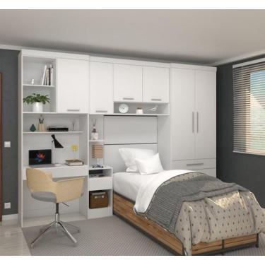Imagem de Guarda Roupa Dormitório Modulado Alpes Solteiro Bancada de Estudo - Ro