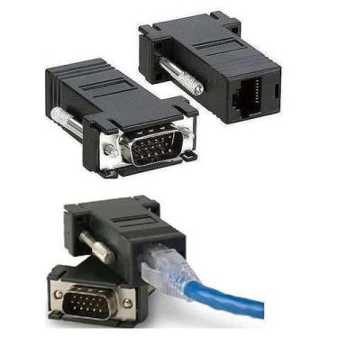 Imagem de kit 2 Adaptador Extensor Vga Video Via Cabo Rede Rj45 - Eletronica Cas