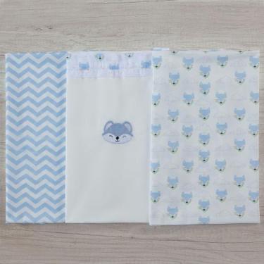 Imagem de Cueiro 3 Peças Para Bebe Estampado Menino - Miguel Baby, Raposa azul