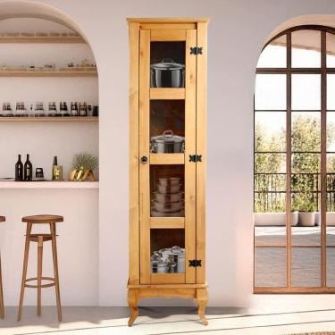 Imagem de Cristaleira Torre 01 Porta Vidro Madeira Maciça D161 Mel Shop Jm Mel