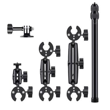 Imagem de YUYUEMI Suporte de motocicleta 4 em 1 para câmera Insta360 One R X2/X3/X4 para DJI Osmo 2/3/4 suporte de braçadeira de câmera de ação ajustável 47-120 cm suporte de motocicleta