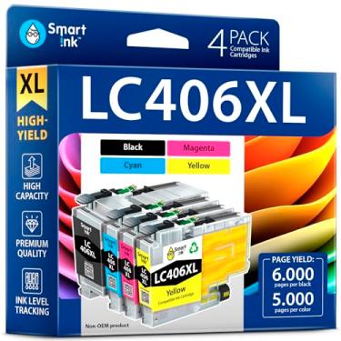 Imagem de Smart Ink Cartuchos de tinta compatíveis de substituição para Brother LC406 XL LC406XL para impressora Brother MFC-J4335DW MFC-J4535DW MFC-J5855DW MFC-J6555DW MFC-J4345DW XL (pacote com 4, preto