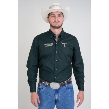 Imagem de CAMISA COMPETIÇÃO MASCULINA MANGA LONGA TEXAS FARM - CP007 - DO XG AO G2 - VERDE MUSGO/ CAQUI-Masculino