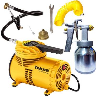 Imagem de Compressor de Ar Portátil 1/4HP Ar Direto 3,4 bar Bivolt 127v 220v Kit