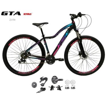 Imagem de Bicicleta Aro 29 Ksw Mwza Kit 2x9 Gta Sunrun Freio Disco K7 11/36 Pedivela 24/38d Garfo com Trava (Preto/Pink/Azul, 17)