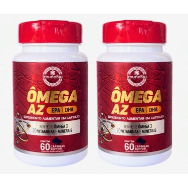Imagem de Kit 2 Suplementoa Ômega 3 AZ 1400 Mg 20 Vitaminas e Minerais EPA DHA 60 Caps. Softgel-Unissex
