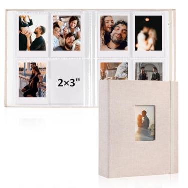 Imagem de vivinin Álbum De Fotos Polaroid 2 Peças, Mini Com Bolsos X 3 Polegadas Para 104 Bolsos, Comporta 208 Fotos, Capa Dura Linho Aniversários Família, Férias Bebê (Bege)