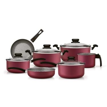 Imagem de Panelux CONJUNTO PANELAS ALUMINIO 7 PCS ANTIADERENTE ST PRATA/CEREJA PREMIUM