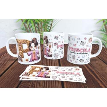 Imagem de Caneca branca Dorama, uso exclusivo dorameira, alfabeto dorama, personalizada com nome (P)