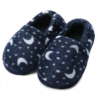 Imagem de SIXXIN Chinelos para meninos e crianças, sapatos de casa aconchegantes de espuma viscoelástica para uso interno e externo, Azul, 9-10 Toddler