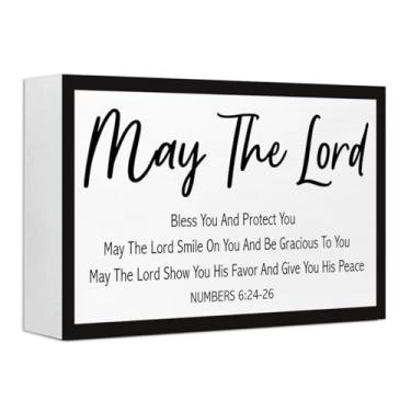 Imagem de Kaecery Números 6:24-26 Placa De Caixa Madeira Cristã, Decoração Mesa, Versículo Bíblico Deus, Bloco Para Casa, Fazenda, Quarto, Prateleira Parede, Mesa