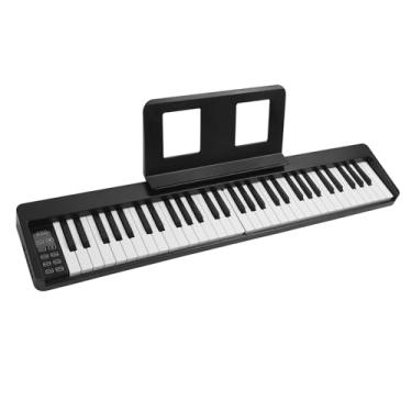 Imagem de Teclado de Piano, 61 Teclas Dobráveis ​​Piano Piano Portátil Piano Elétrico Piano Com Suporte de Música, Piano Digital para Iniciantes, Adolescentes, Adultos (Preto)