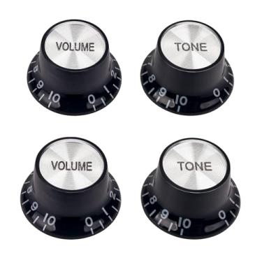 Imagem de Banworks Botões De Controle Para Guitarra Elétrica Estilo Anos 60, 2 Tons, Volume, Velocidade, Alumínio, Métrico, 6 Mm (15/64"), 18 Ranhuras Guitarras Epiphone Les Paul Sg, Pacote Com 4 Jt/Xn-03 (Pr