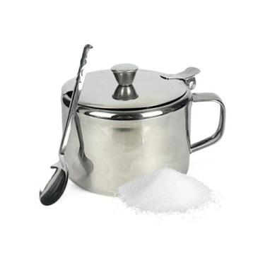 Imagem de Açucareiro Inox Com Colher P/Servir Mesa Porta Açúcar 250g - KeHome