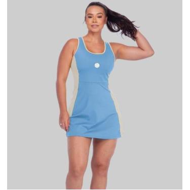 Imagem de Vestido Feminino Esportivo De Beach Tennis Bicolor Modelo Regata Short