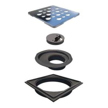 Imagem de Grelha Quadrada Novii 100mm Polida Com Acessorios Fecha Ralo