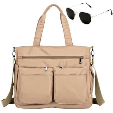 Imagem de Kit Bolsa Feminina Grande Multiuso Transversal + Óculos De Sol Hexagonal (Bege)