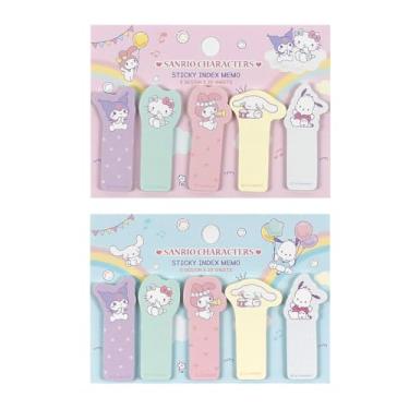 Imagem de San-Rio Kawaii Sticky Notes Pacote com 2 - Blocos de notas adesivas Post It - Kuormi/Cinnamonroll/Kitty Designs - 20 folhas/design - Ideal para organizar livros/documentos - Diversão para fãs de