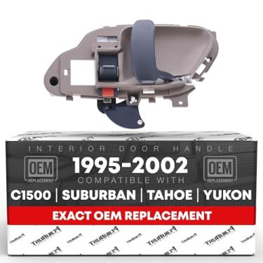 Imagem de Maçaneta de porta interna, dianteira/traseira direita - compatível com Chevrolet 1995-2002, GMC C/K 1500 2500 3500 Blazer Suburban Tahoe Yukon; Cadillac Escalade - marrom claro (bronzeado), metal -