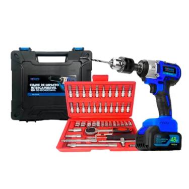 Imagem de Kit Chave de Impacto 48V + Jogo Soquete 46 Peças