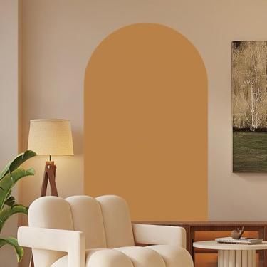 Imagem de KiBcsLic Adesivo de parede em arco, decoração boho, adesivo removível à prova d'água, papel de parede com arte geométrica para berçário, quarto, sala de, Marrom