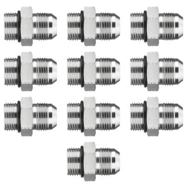Imagem de Racewill Pacote com 10 adaptadores de mangueira hidráulica: 3/10.2 cm JIC 37° macho x # 12 SAE/ORB macho, kits de encaixe de tubo reto com capa de proteção