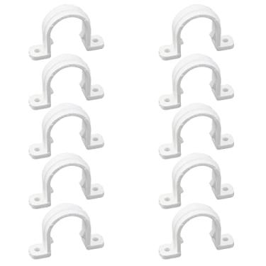 Imagem de Mewutal 10 peças de braçadeira de tubo em forma de U 2 furos tiras de conduíte tiras de tubo de PVC para tubos de cabos de tubulação de água (ID 24 mm)