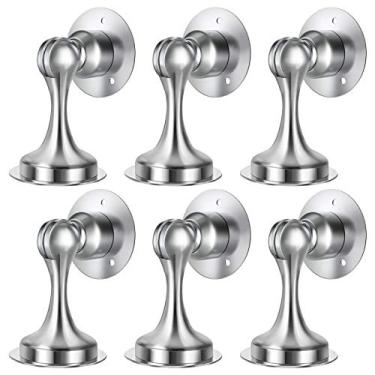 Imagem de WINONLY Batente de porta, batente de porta magnético, aço inoxidável, trava de porta magnética, fita adesiva dupla face 3M, sem perfuração, parafusos para montagem mais forte, mantenha sua porta