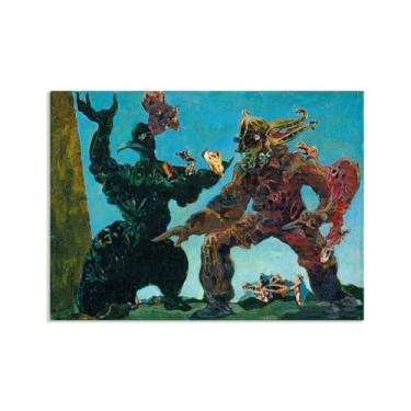 Imagem de Arte de parede Max Ernst, Os Bárbaros, Reproduções de arte em tela pinturas famosas pôsteres Max Ernst Print Abstract Pictures Wall Decor 100x70cm (33x28in) sem moldura