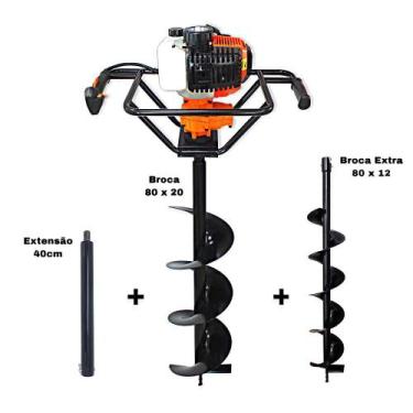 Imagem de KIT Perfurador de Solo Vulcan VPS520 2T 52CC 2,5CV com Broca 80x20cm +