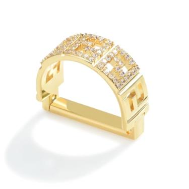 Imagem de YYBONNIE Anel masculino de cristal cintilante, fecho de gravata, prendedor de gravata, acessórios de gravata com caixa para presente de joias de casamento, Dourado, G