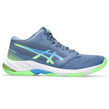 Imagem de ASICS Tênis de vôlei masculino Netburner Ballistic FlyteFoam, cano médio, 42, azul brim, paisagem aquática