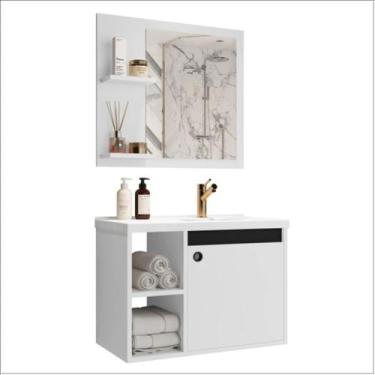 Imagem de Conjunto Gabinete c/ Espelheira e Cuba p/ Banheiro 60cm Adonis Branco 