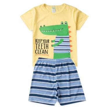 Imagem de Pijama Infantil Masculino Verão Dinossauro - Hey Kids Amarelo - HeyKid