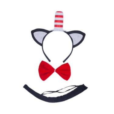 Imagem de YIJU Acessórios para fantasia de cosplay de gato, kit de Halloween animal para bailes de máscaras de carnaval, Chapéu Listrado