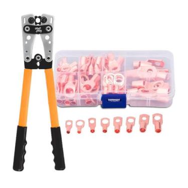 Imagem de Kit Alicate Crimpador de Terminais 6 a 50mm 60 Terminais de Cobre  Pro