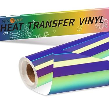 Imagem de HTVRONT Vinil Holográfico Para Transferência De Calor - 30 Cm X 1,8 M Htv Camisas, Chapéus, Termocolante Cricut E Cameo, Brilho Matellic, Fácil Cortar Maconha (Azul-Roxo)