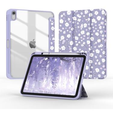 Imagem de Jarviwiin Capa para iPad 11 polegadas (A16) 2025 / iPad 10ª geração 2022 (11 polegadas), capa inteligente dobrável tripla despertar/hibernar automática com traseira transparente/suporte de lápis para