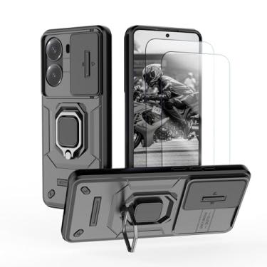 Imagem de Capa para Xiaomi Poco X7 Pro 5G Capinha - com [2 peças] protetor de tela de vidro temperado e proteção deslizante da tampa da câmera e suporte