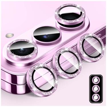 Imagem de Kucheed Protetor de lente de câmera Bling para Samsung Galaxy Z Fold 6, protetor de tela de vidro temperado, alinhamento automático de glitter, anéis de metal individuais, adesivos de filme