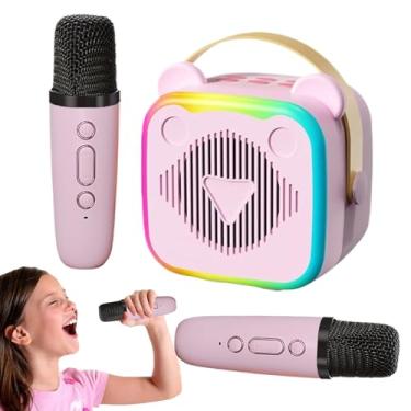 Imagem de Máquina De Karaokê Para Crianças,Alto-falante Portátil Sem Fio Brinquedos Infantis Com 2 Microfones - Brinquedo Eletrônico Infantil Para Festas De Aniversário E Férias