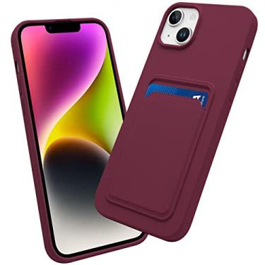 Imagem de OBHEI Capa para iPhone 14 Plus com suporte para cartão, capa protetora durável com compartimento para cartão da Apple iPhone 14 Plus de 6,7 polegadas - ameixa