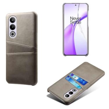 Imagem de Capas Compatível com Oneplus ACE 3V,Caso de couro PU-Tampa de telefone a prova de choque com 2 slots de cartão,Proteção anti-impressão digital e anti-gota-Grey