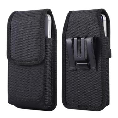 Imagem de Bourisen Coldre com presilha de cinto capa de telefone bolsa com slot para cartão slot para caneta nylon para iPhone 16/15/14/13/12 Pro Max & Plus, nylon preto, GG (6,6" x 3,2" x 0,7 polegadas)