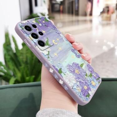 Imagem de Capa de celular com estampa de praia e flores para Samsung Galaxy S25 S24 S23 S22 S21 S20 S10 S10E Ultra Plus FE Note 20 Ultra 10 Plus, roxo claro 2, para S25 Plus