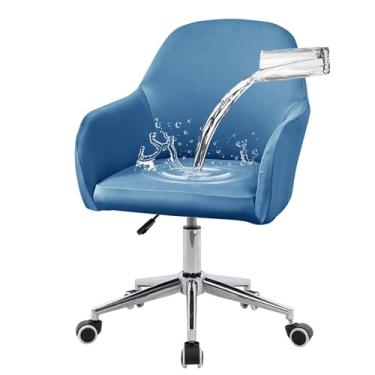 Imagem de Vapor Fitness Capas de cadeira de jantar com costas curvas elásticas com apoios de braço – capas elásticas para cadeira de escritório, protetor giratório para penteadeira, sala de estar e quarto (azul