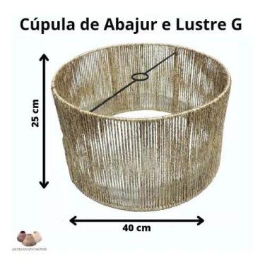 Imagem de Cúpula Abajur Artesanato Sisal Rústica Vira Lustre Pendente G CORES:do
