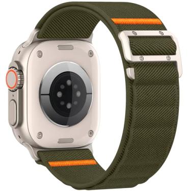Imagem de Pulseira esportiva compatível com Apple Watch Ultra 2 de 49 mm, 46 mm, 45 mm, 44 mm, 42 mm, 41 mm, 40 mm e 38 mm, masculina, pulseira de nylon elástico com gancho G para iWatch séries Ultra 10, SE 9