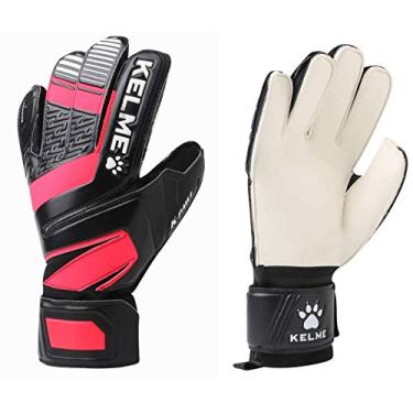 Imagem de Luvas de goleiro de futebol Kelme – para uso interno e externo – luvas de treino, combinação e goleiro profissional para adultos e crianças com proteção de dedo, Black/Red, Size 8 (Youth-Teen)